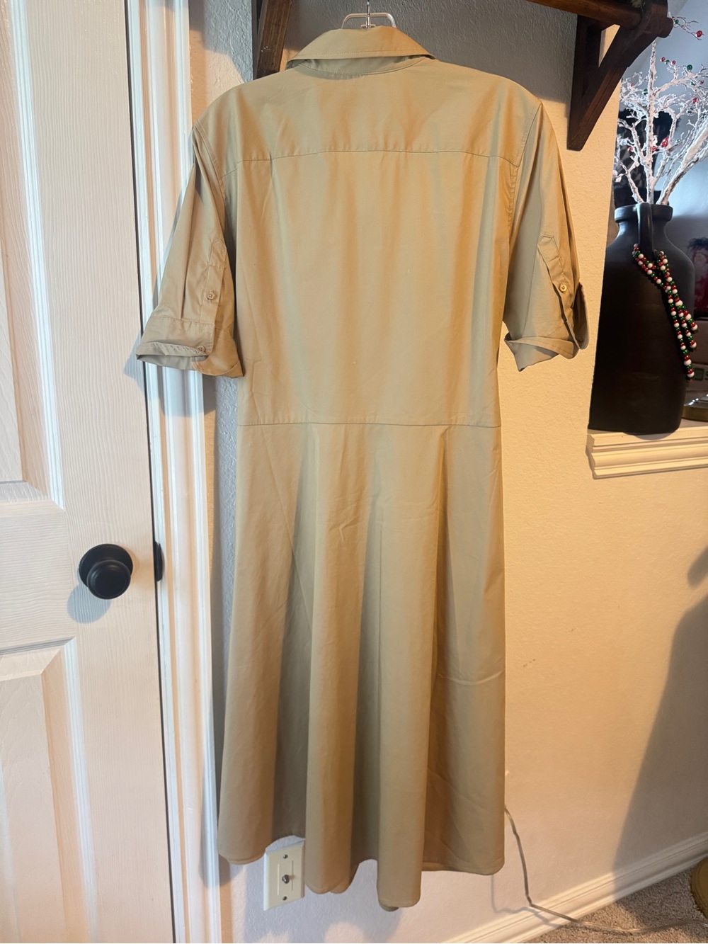 NWT Ralph Lauren Beige Tie-Front Midi Shirt Dress Size 8 - Picture 10 of 16